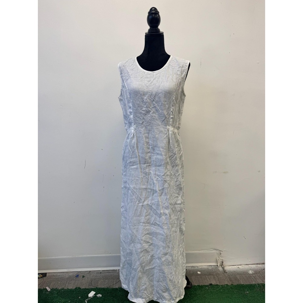 Nolt Milano Dress Womens Large White Sleeveless Maxi Long‎ Summer Made Italy